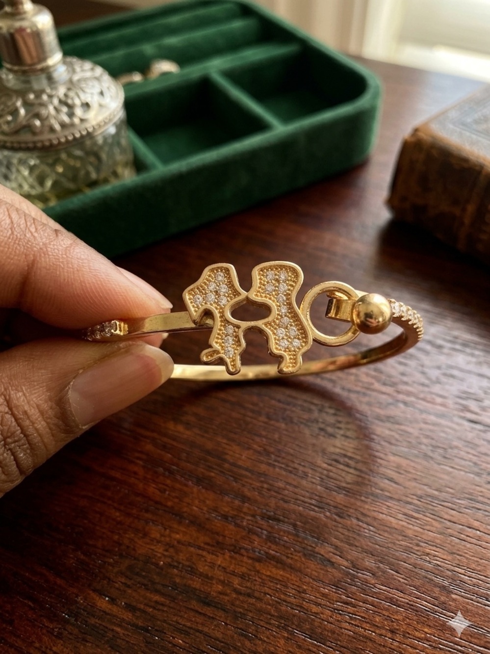 14k Gold - Filled Pavé Interlocking boy & girl rose gold Bracelet